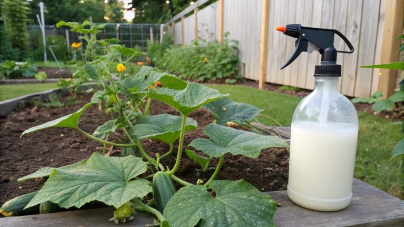 Homemade Milk Spray for Controlling Viral Diseases in Cucumber Plants