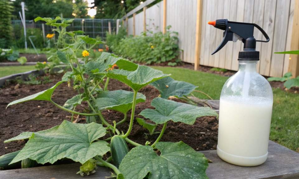 Homemade Milk Spray for Controlling Viral Diseases in Cucumber Plants