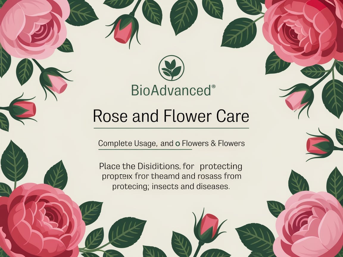 Label of BioAdvanced Rose and Flower Care showing complete usage directions for protecting roses and flowers from insects and diseases.