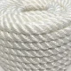 Coiled Faxco 10ft triple-strand cotton rope showcasing its natural texture and triple-twist design for versatile use.