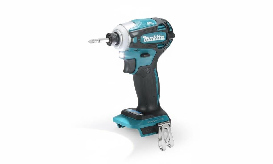 Makita XDT19Z compact 18V impact driver with brushless motor and LED light illuminated